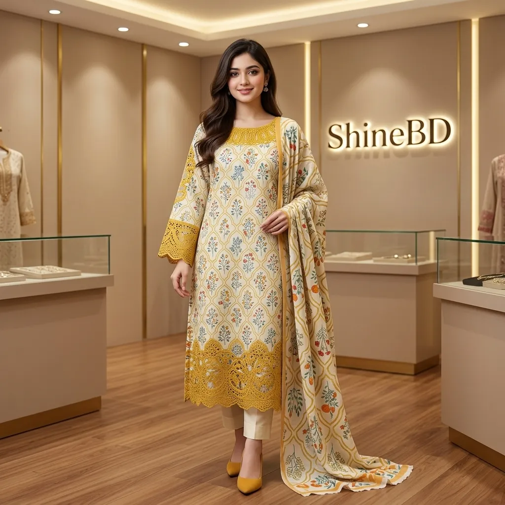 Cotton Embroidery Three Piece