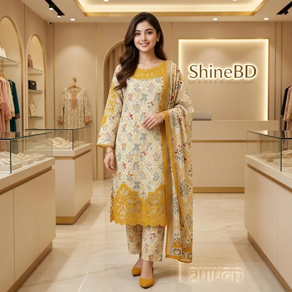 Cotton Embroidery Three Piece