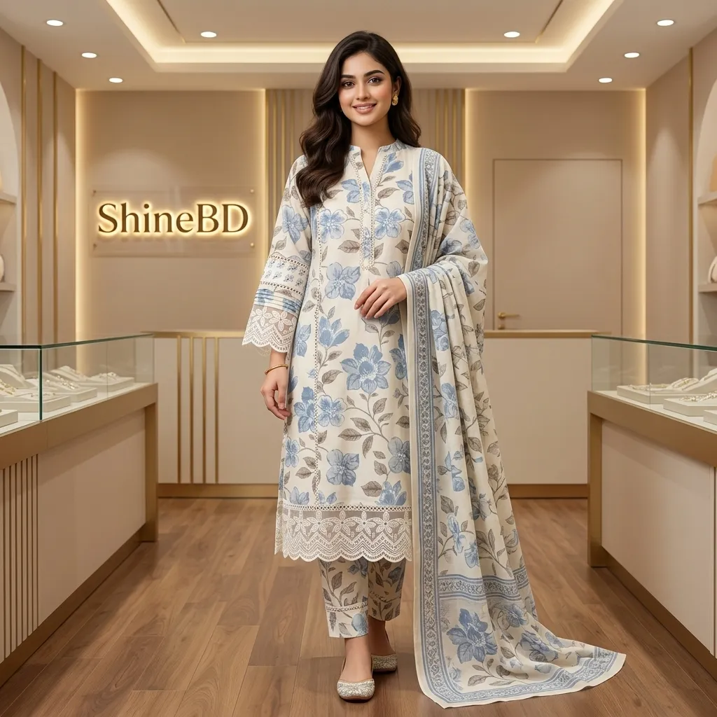 Cotton Embroidery Three Piece