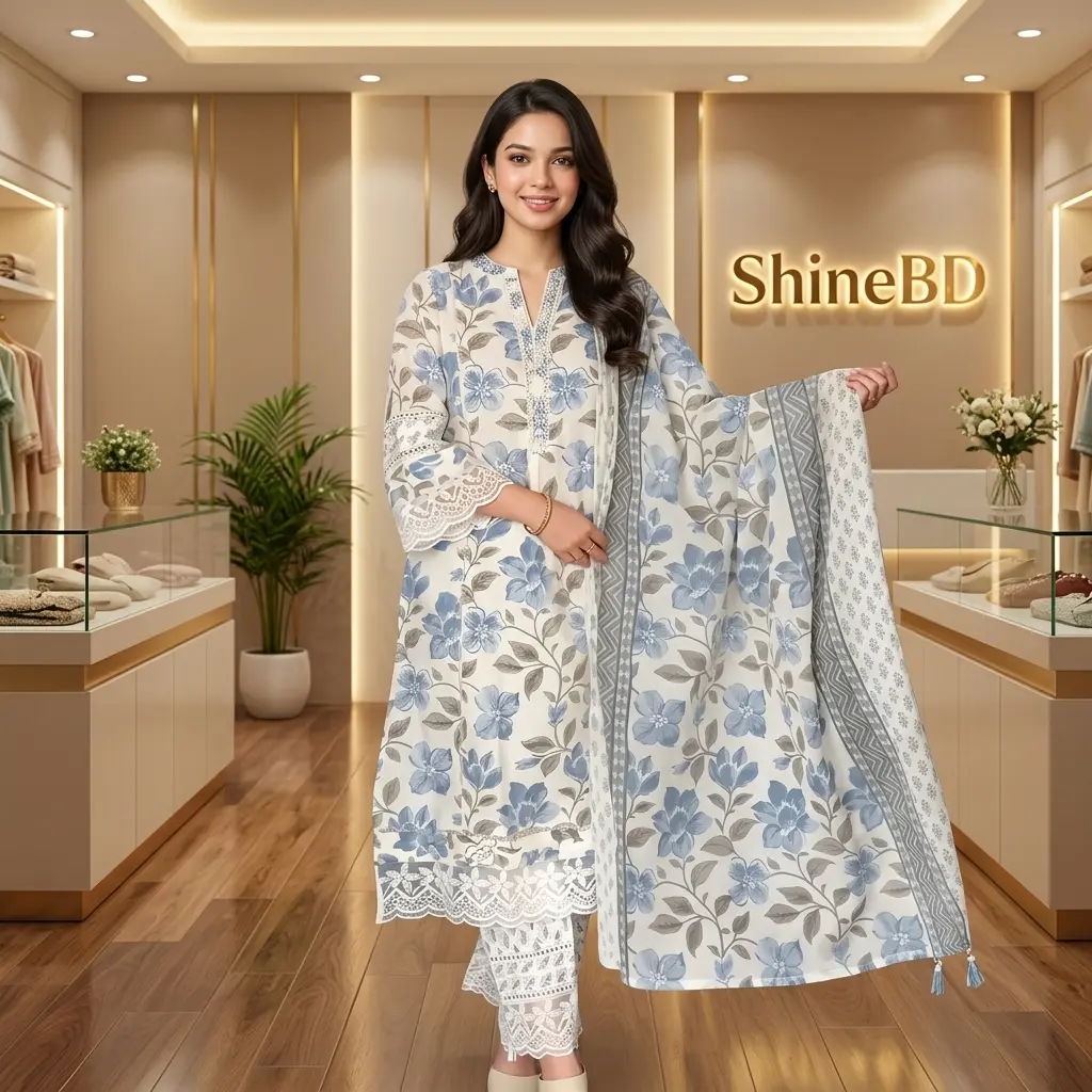 Cotton Embroidery Three Piece