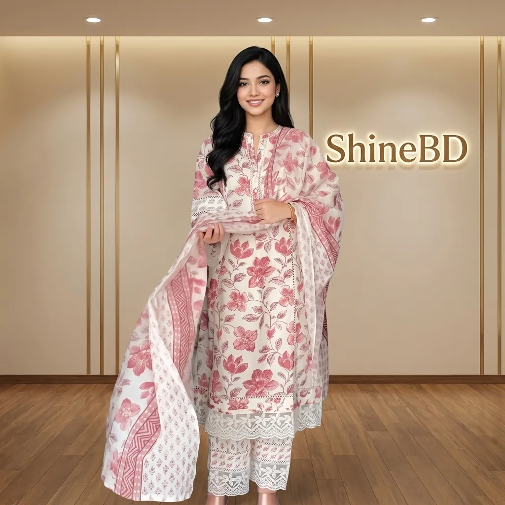 Cotton Embroidery Three Piece