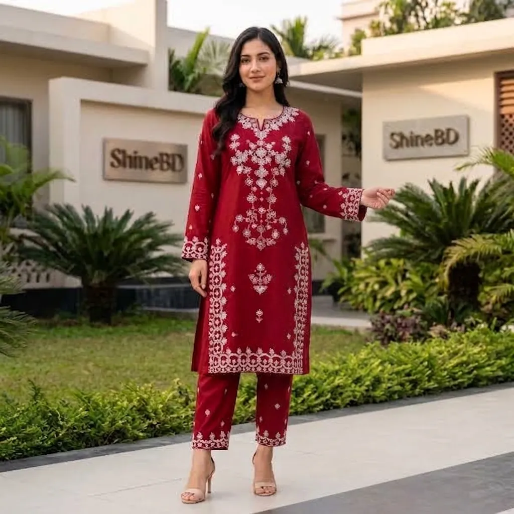 Linen Embroidery Two Piece