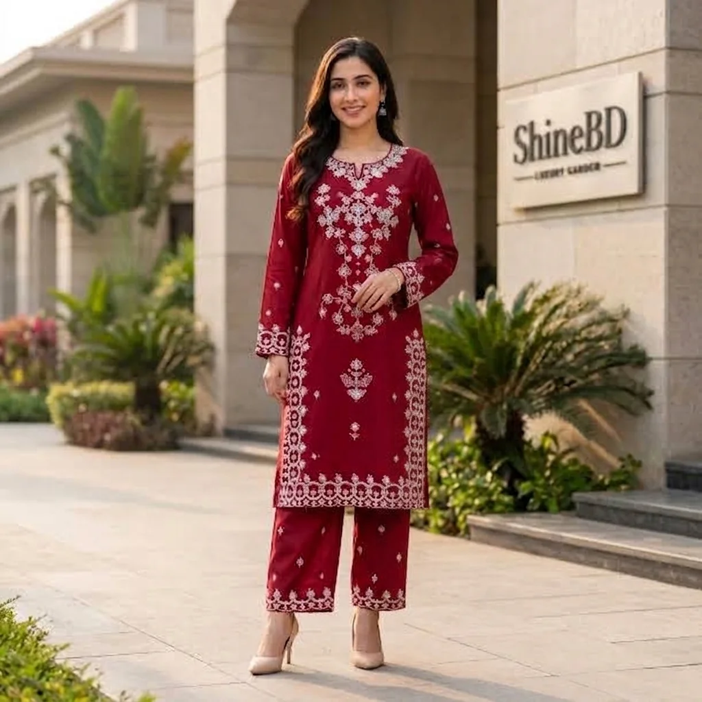 Linen Embroidery Two Piece