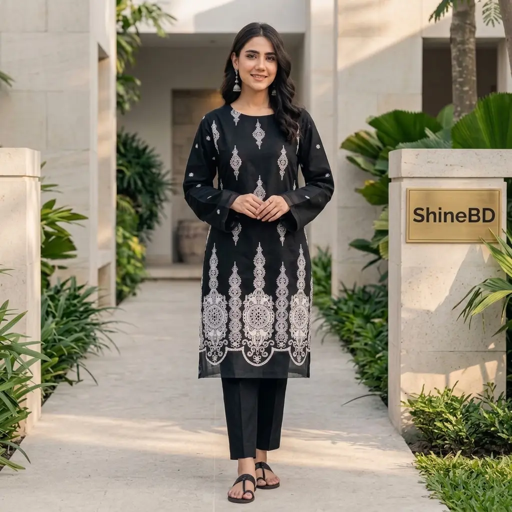 Cotton Embroidery Two Piece