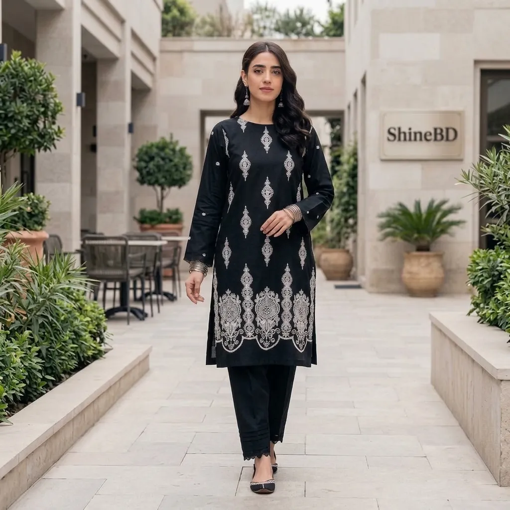 Cotton Embroidery Two Piece