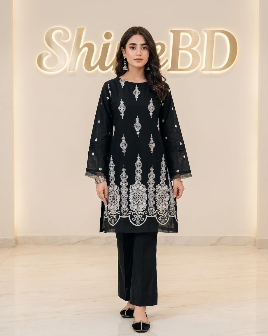Cotton Embroidery Two Piece
