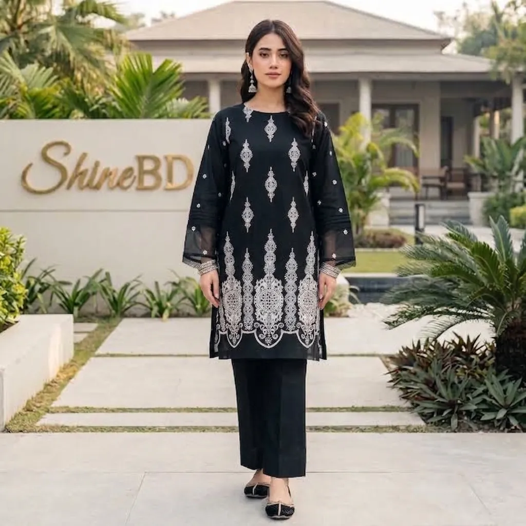 Cotton Embroidery Two Piece