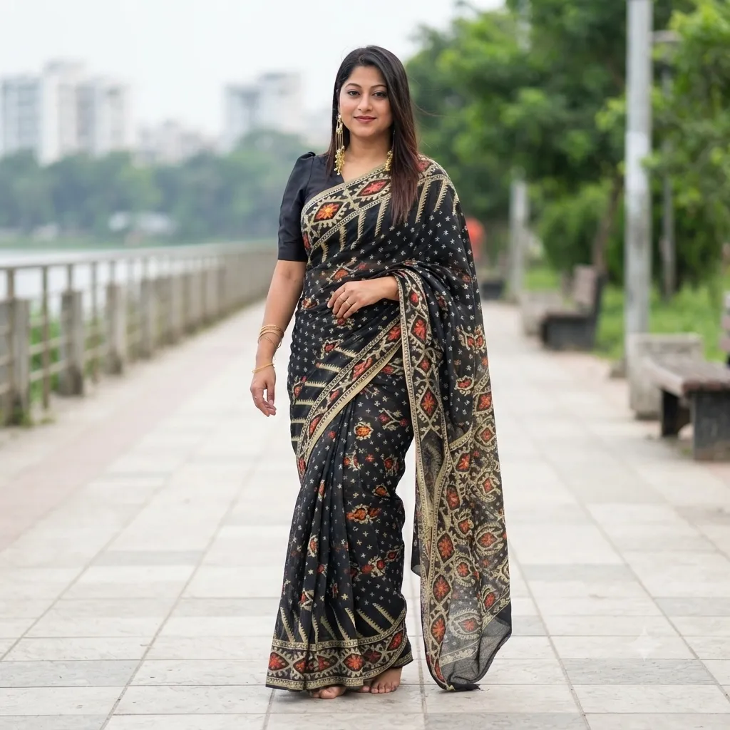 Virul Jamdani Saree with Blause pcs