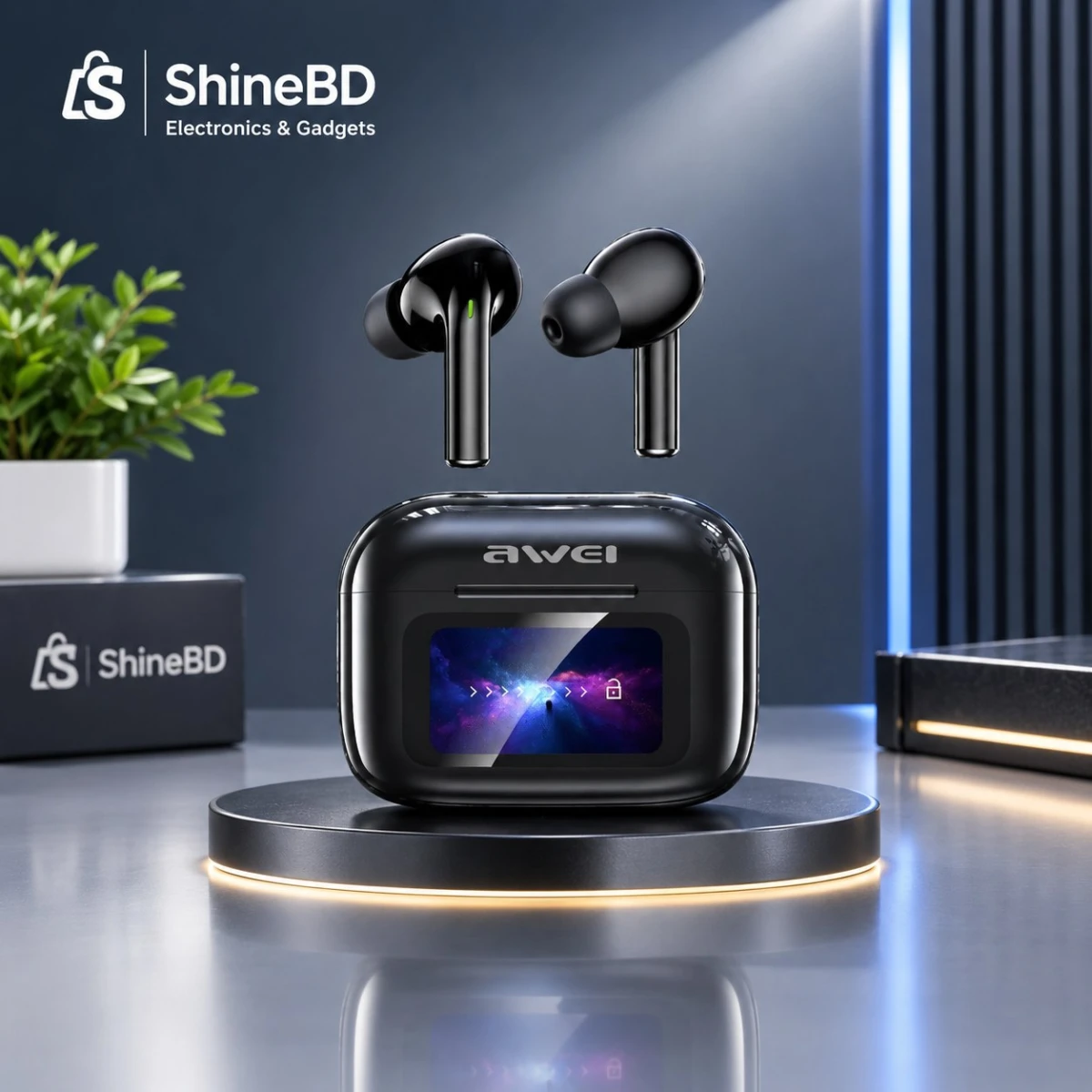 Awei TP29ANC AI Translation & ANC Wireless Earbuds – Bluetooth 6.0 Real-Time Translator Earphones with 147 Languages, 10mm Driver & LCD Touch Screen