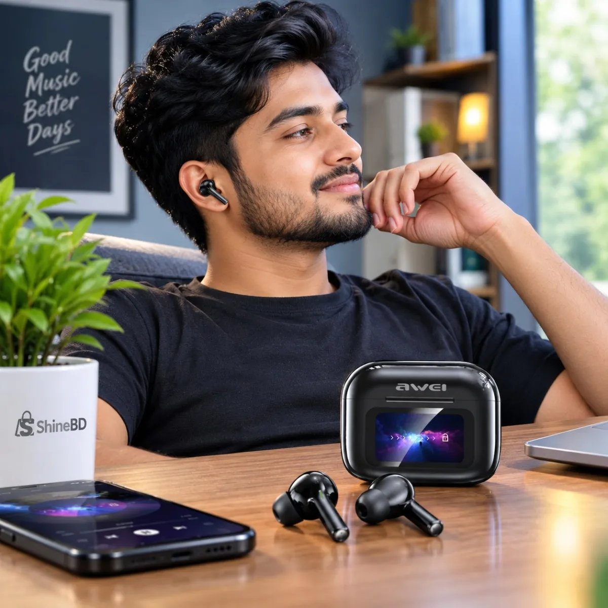 Awei TP29ANC AI Translation & ANC Wireless Earbuds – Bluetooth 6.0 Real-Time Translator Earphones with 147 Languages, 10mm Driver & LCD Touch Screen