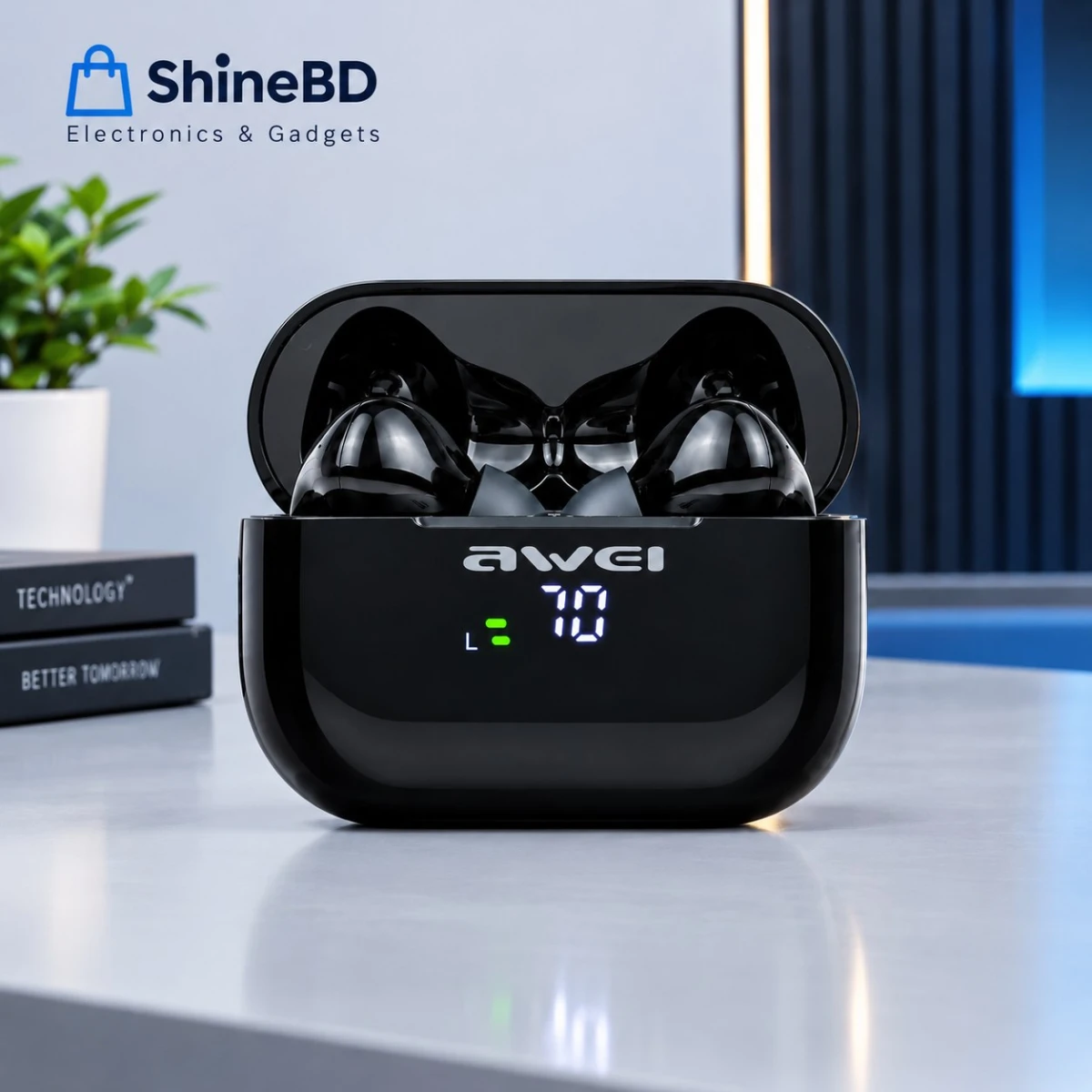 Awei T29P ANC Gaming True Wireless Earbuds – Bluetooth 6.0 Low Latency Earphones with Active Noise Cancellation, LED Charging Display & IPX6 Waterproof  Ask for