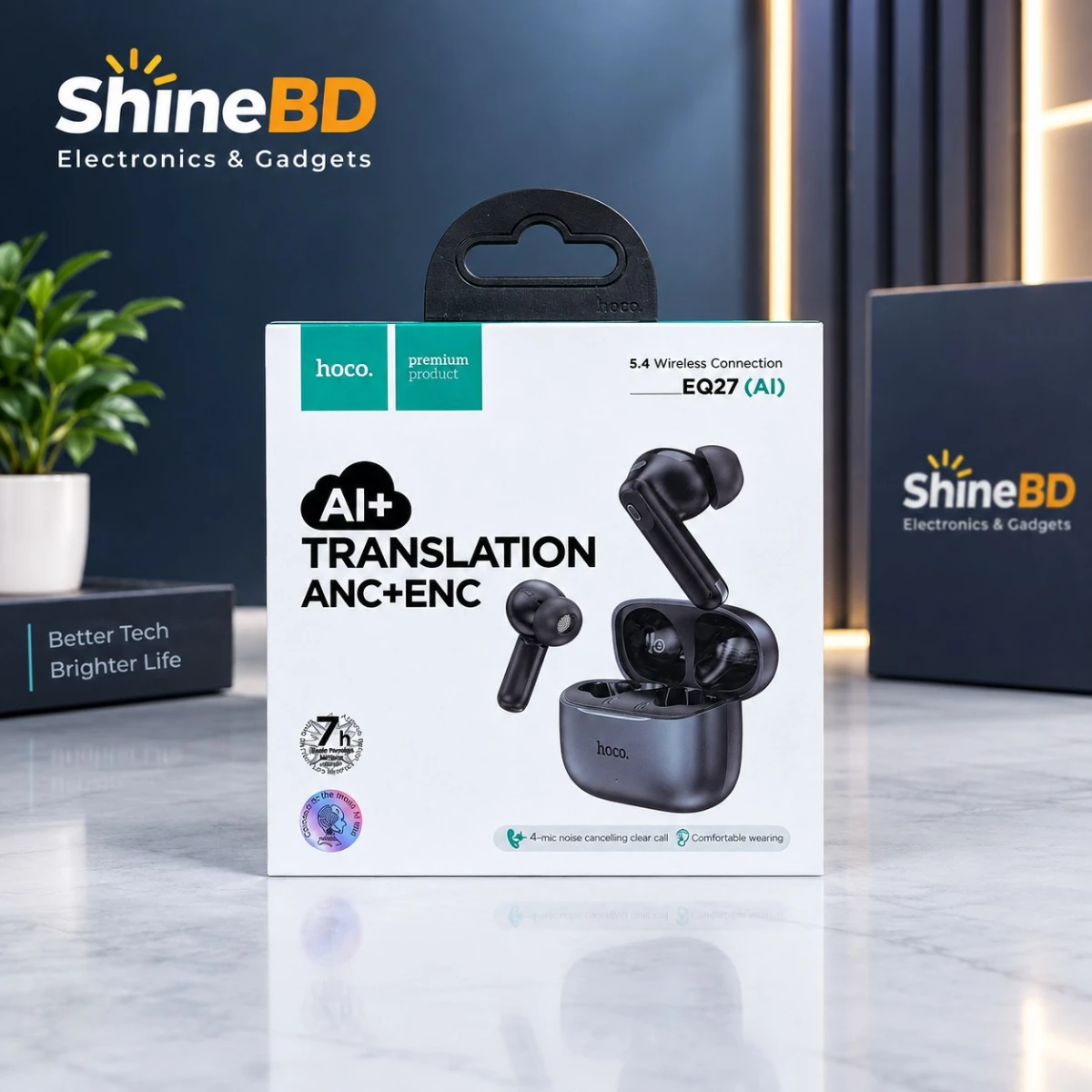 EQ27 Fun AI Translation True Wireless Earbuds – Bluetooth 5.4 ANC & ENC Noise Cancelling Earphones with 134+ Languages Real-Time Translation & 28H Battery
