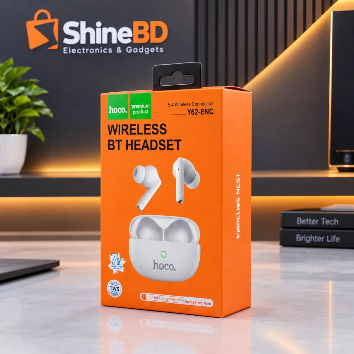 Hoco Y62-ENC True Wireless Bluetooth Earbuds – Hi-Res Audio Certified TWS with ENC Noise Cancellation, 30H Playtime & Bluetooth 5.4