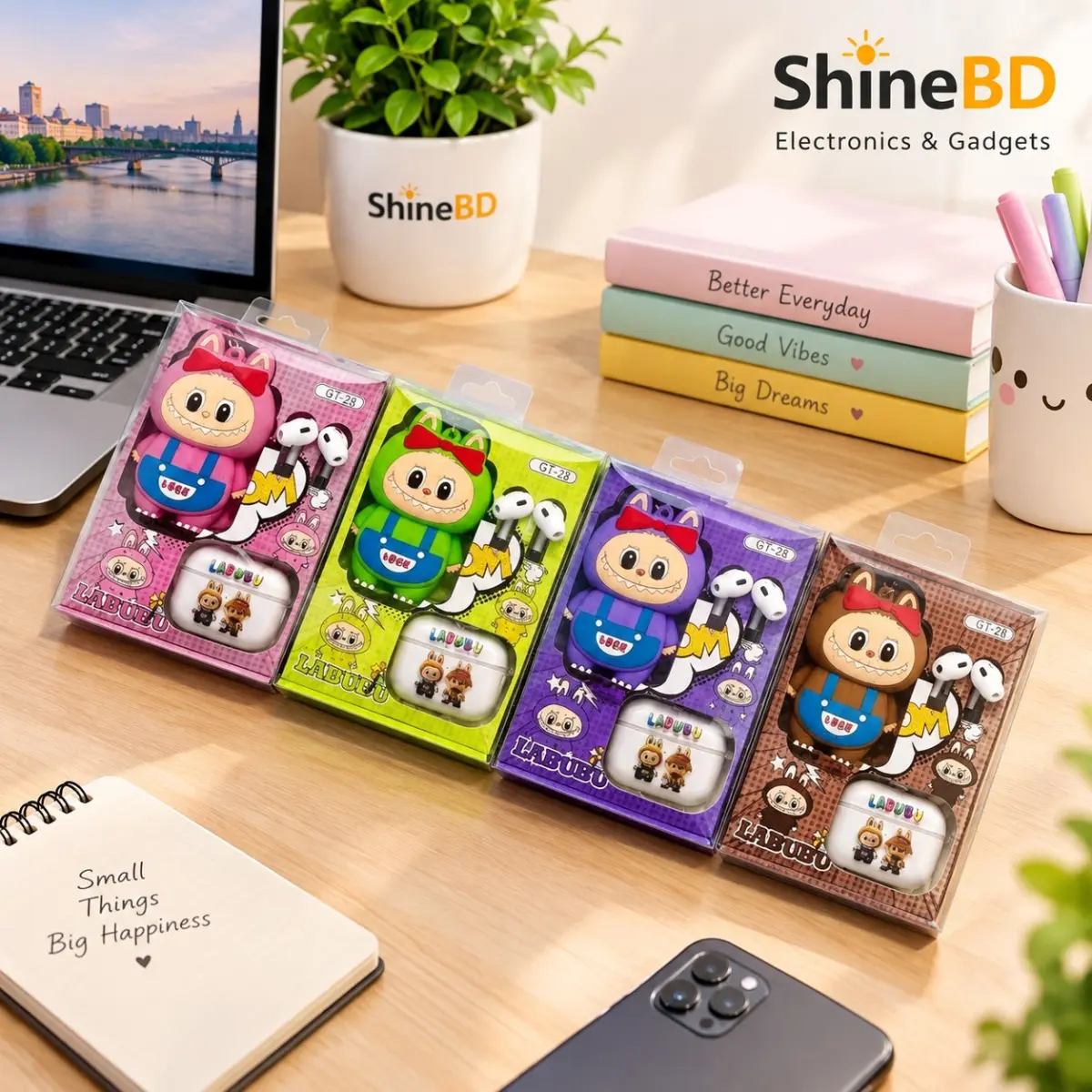 Labubu Doll Wireless Earbuds Set – Cute Pop Mart The Monsters Character Case with Crystal Clear Sound, Deep Bass & Bluetooth TWS Earphones