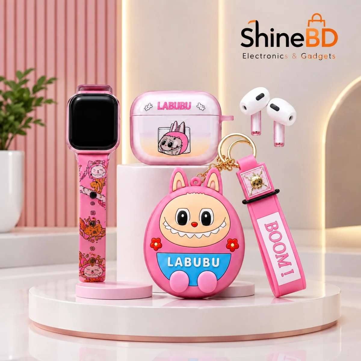 Pop Mart Labubu 2-in-1 Gadget Set – Cute Wireless TWS Earbuds & Smartwatch Strap Combo with Collectible Character Case