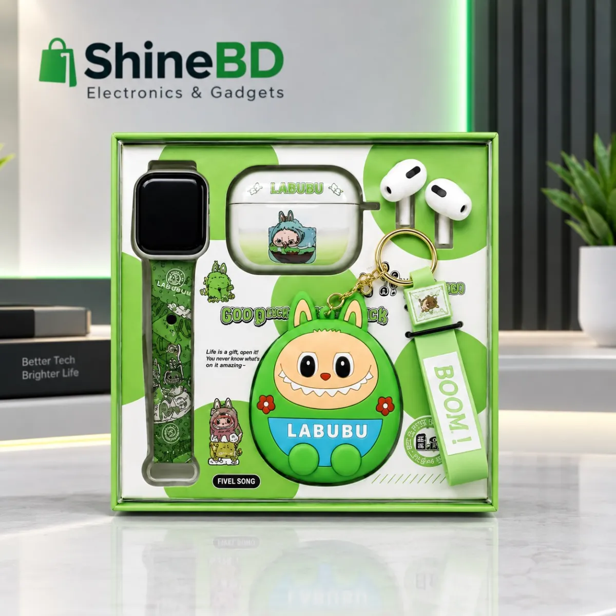 Pop Mart Labubu 2-in-1 Gadget Set – Cute Wireless TWS Earbuds & Smartwatch Strap Combo with Collectible Character Case