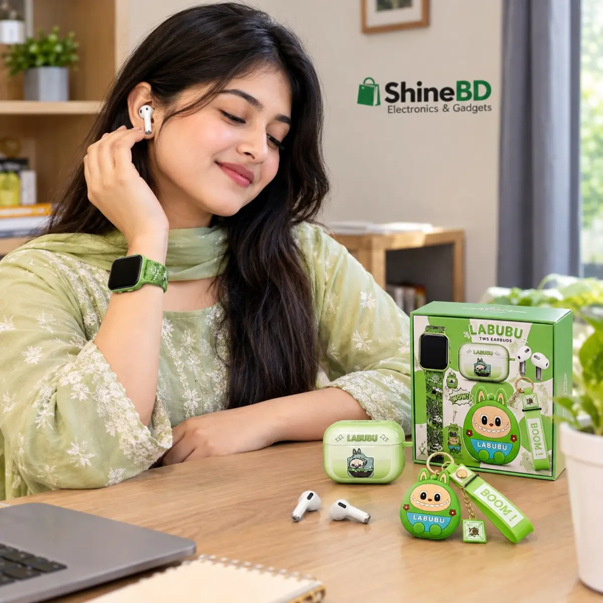 Pop Mart Labubu 2-in-1 Gadget Set – Cute Wireless TWS Earbuds & Smartwatch Strap Combo with Collectible Character Case