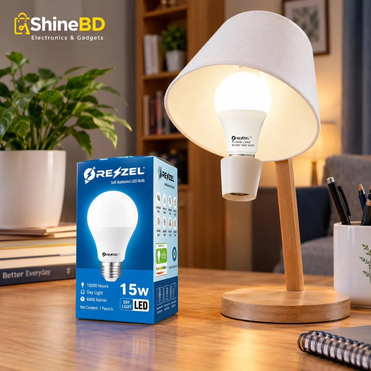 Rezzel LED Bulb 3-Piece Combo Pack (20W, 15W, 7W) – Energy Saving 6400K Cool White LED Bulbs with 270° Beam Angle, High Lumen Output