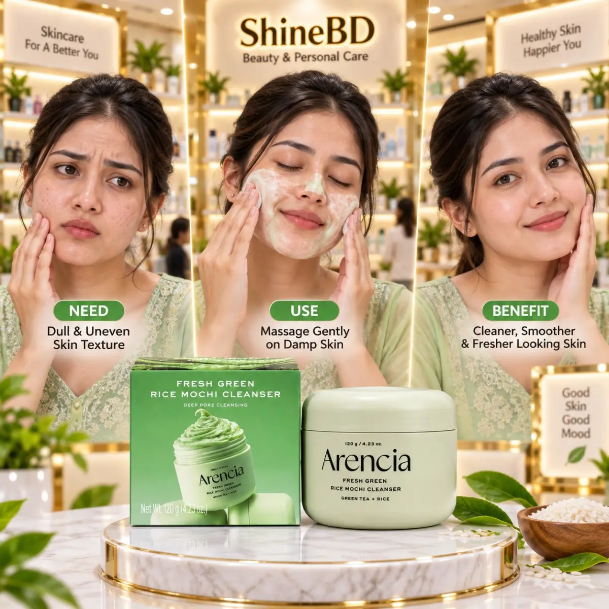 Arencia Fresh Green Rice Mochi Cleanser