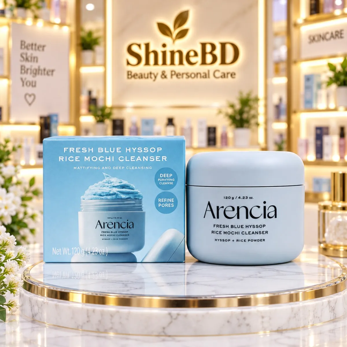 Arencia Fresh Blue Hyssop Rice Mochi Cleanser