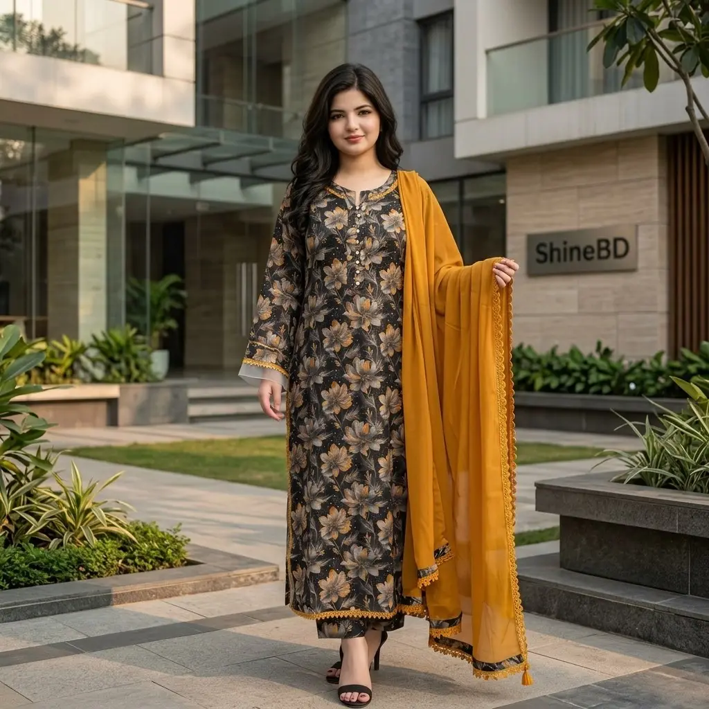 Cotton Readymade Three Piece