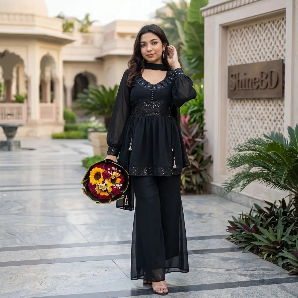 Georgette Sequence Three Piece