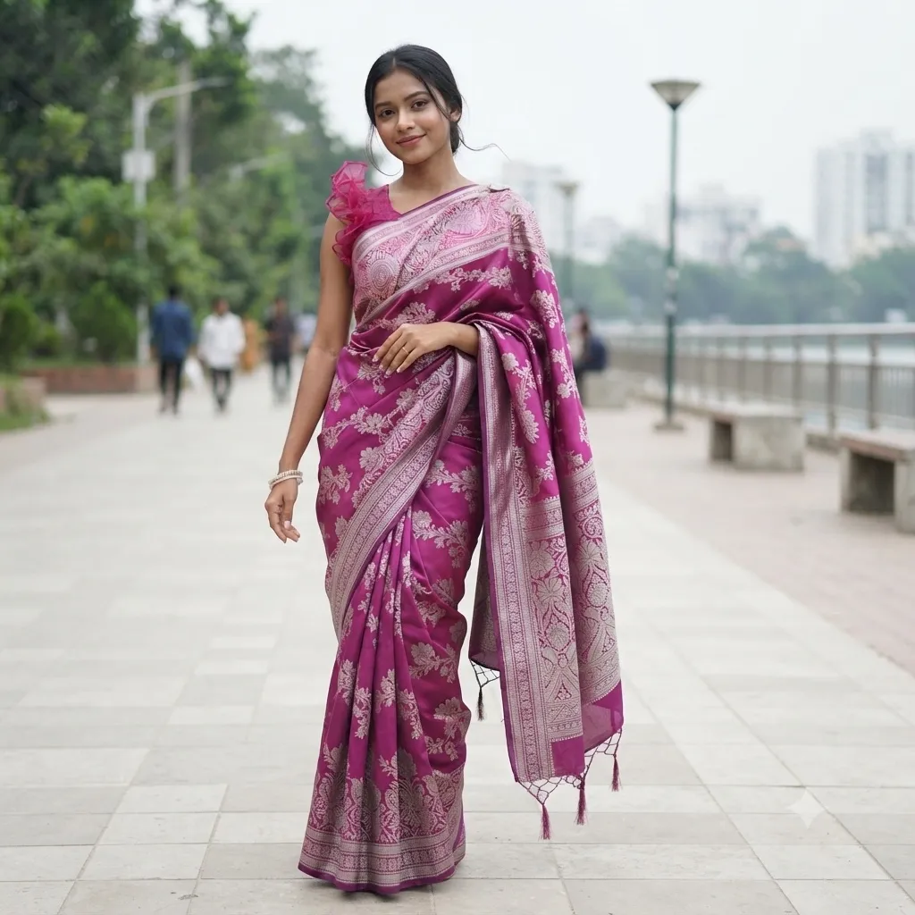 Indian soft katan sharee