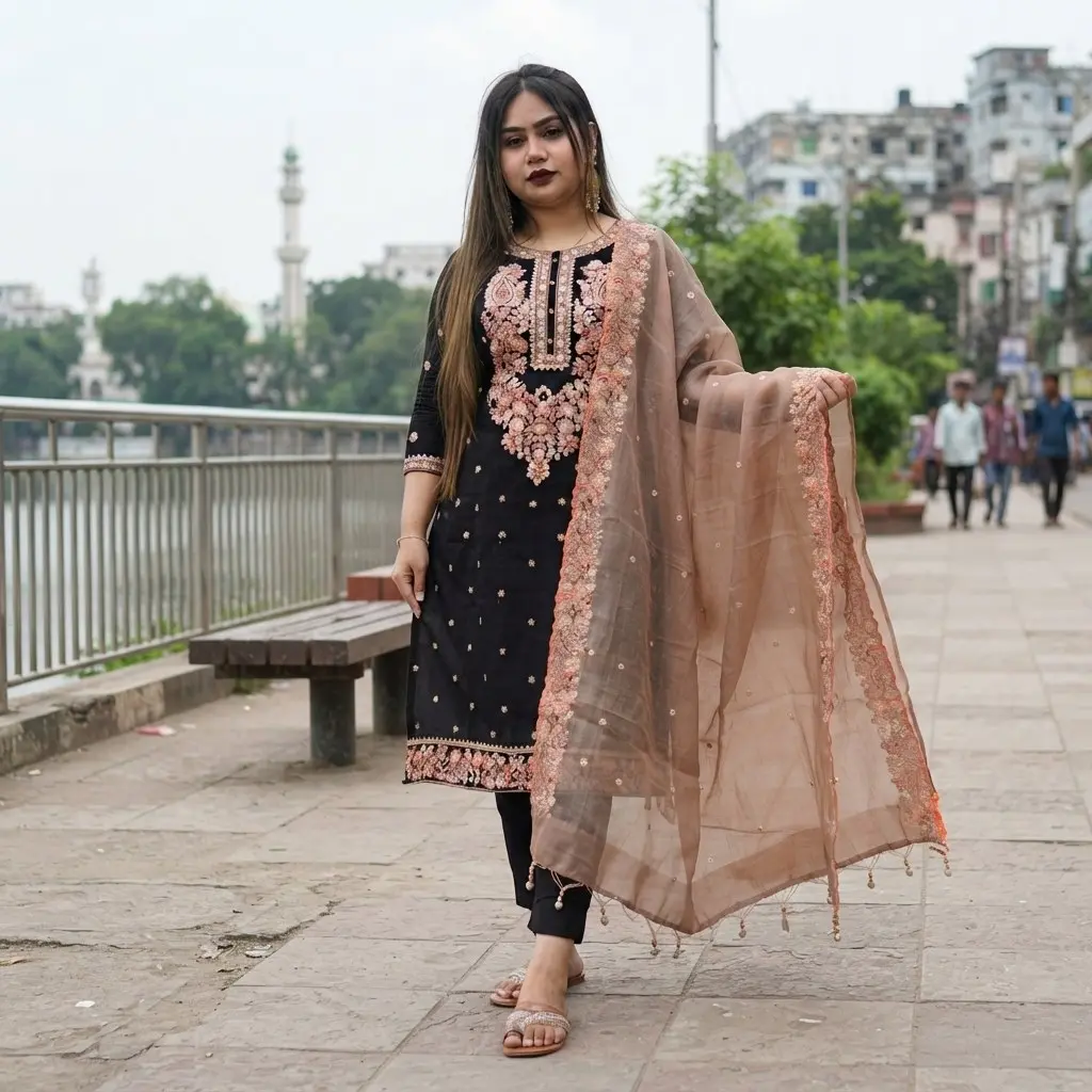 Sequence Embroidery Three Piece