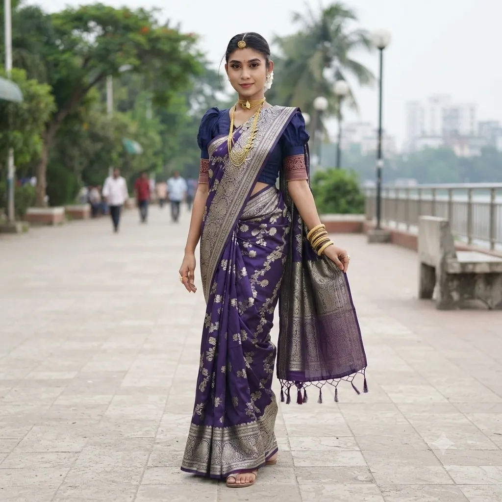 Indian soft katan sharee