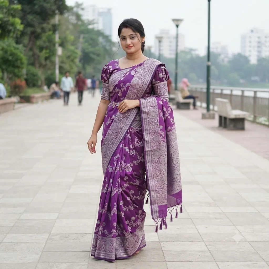 Indian soft katan sharee