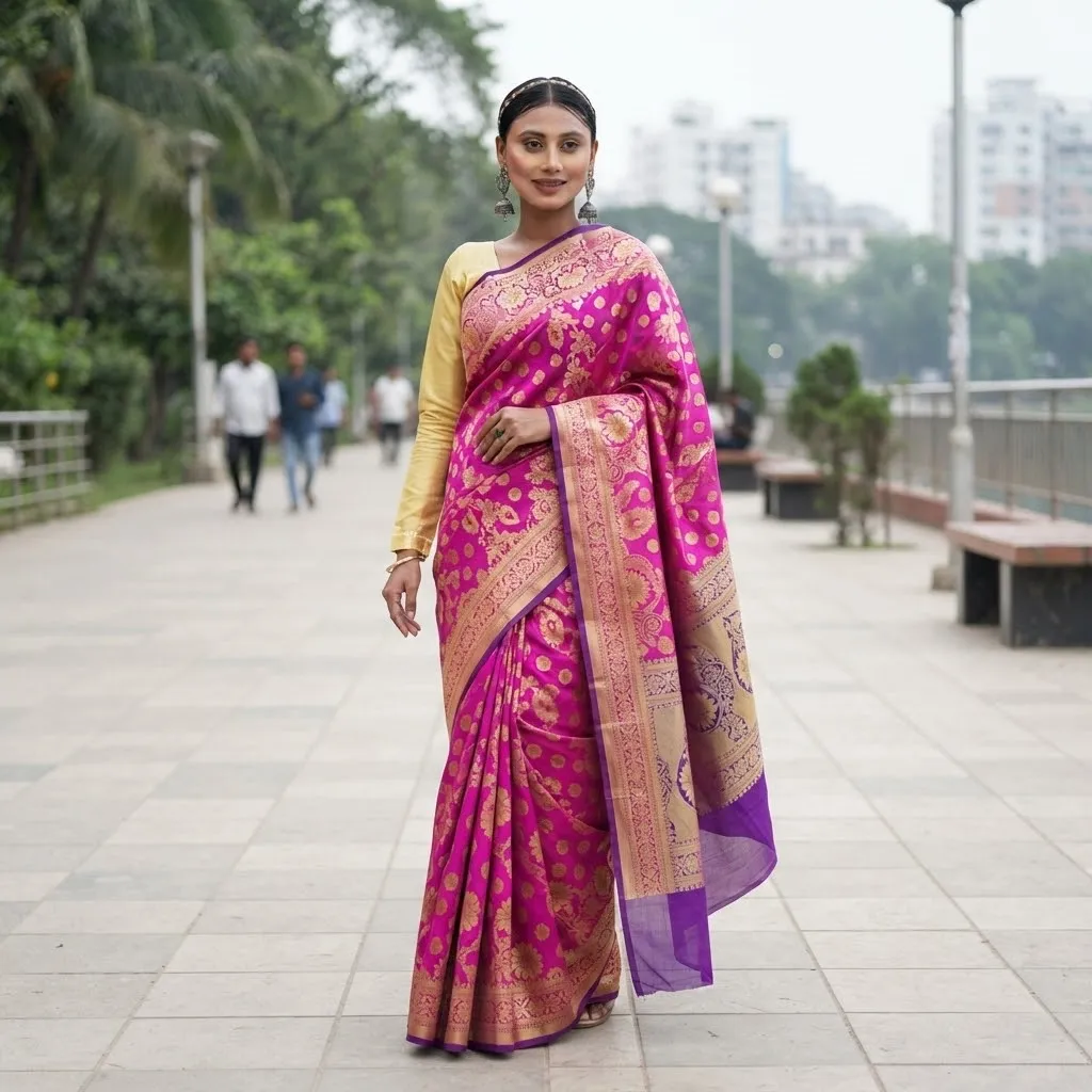 সিল্ক কাতান শাড়ি