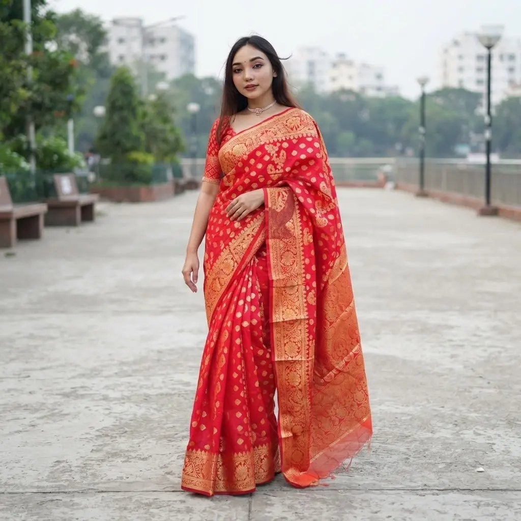 সিল্ক কাতান শাড়ি