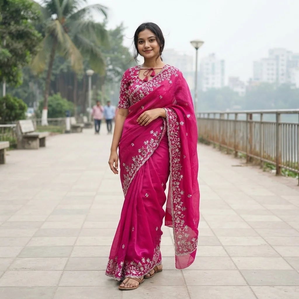 Indian Georgette Sharee with Blouse Piece