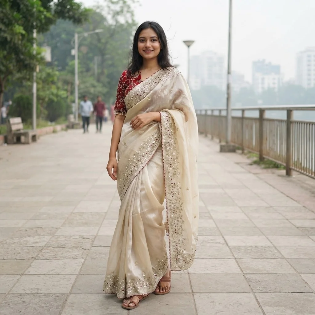 Indian Georgette Sharee with Blouse Piece