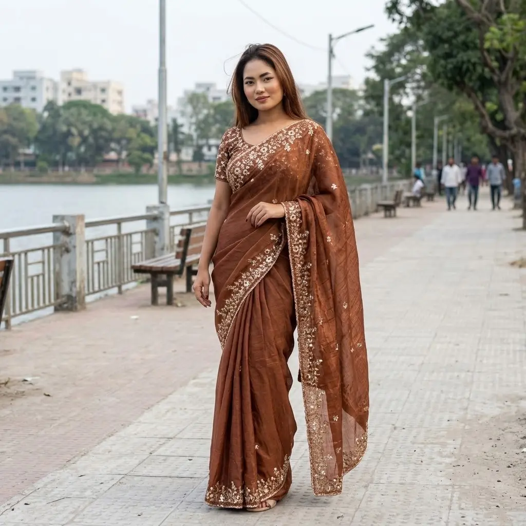 Indian Georgette Sharee with Blouse Piece