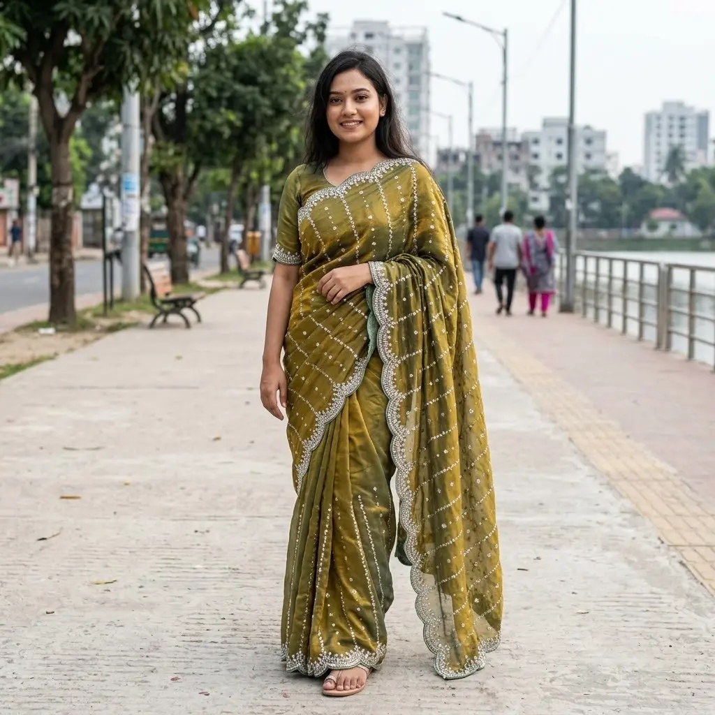 Indian Georgette Sharee with Blouse Piece