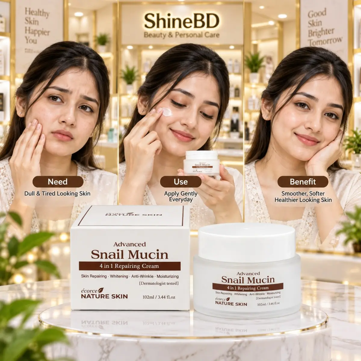 Nature Skin Advanced Snail Mucin 4 in 1 Repairing cream ( New )