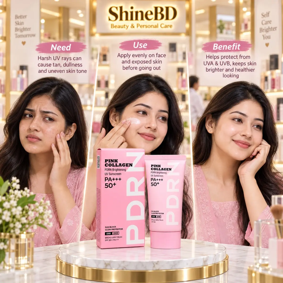 Dabo Pink Collagen PDRN Brightening UV Sunscreen SPF 50+