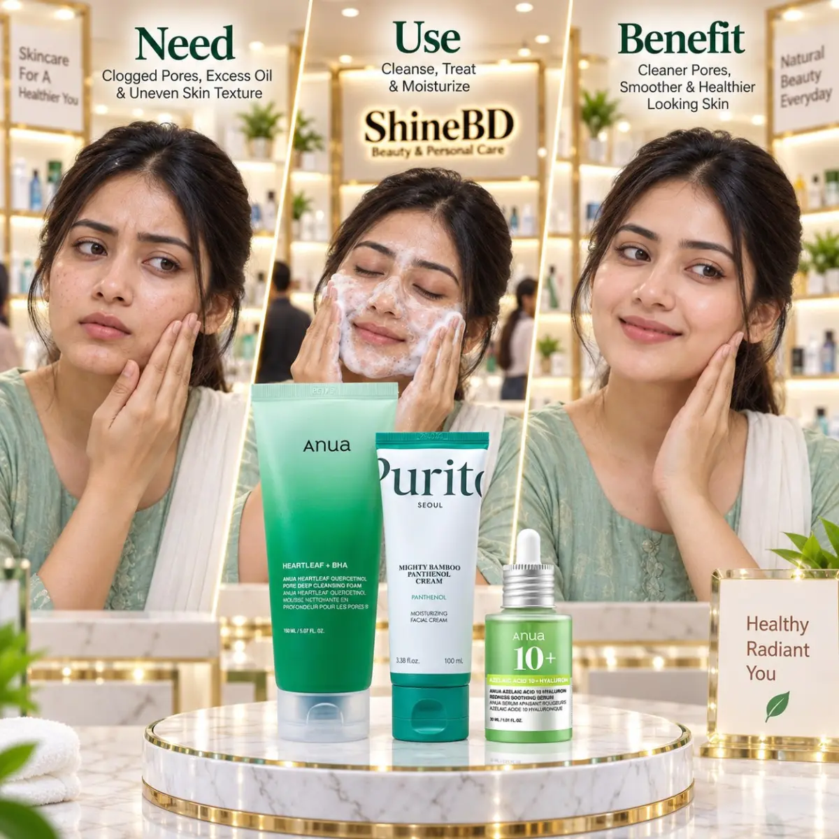 3-Step Korean Skincare Combo for Redness, Acne & Sensitive Skin