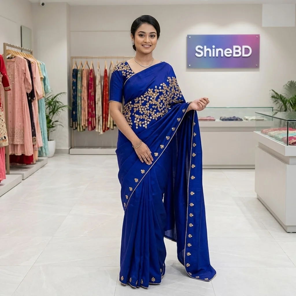 ইন্ডিয়ান জর্জেট শাড়ি ব্লাউজ পিস সহ
