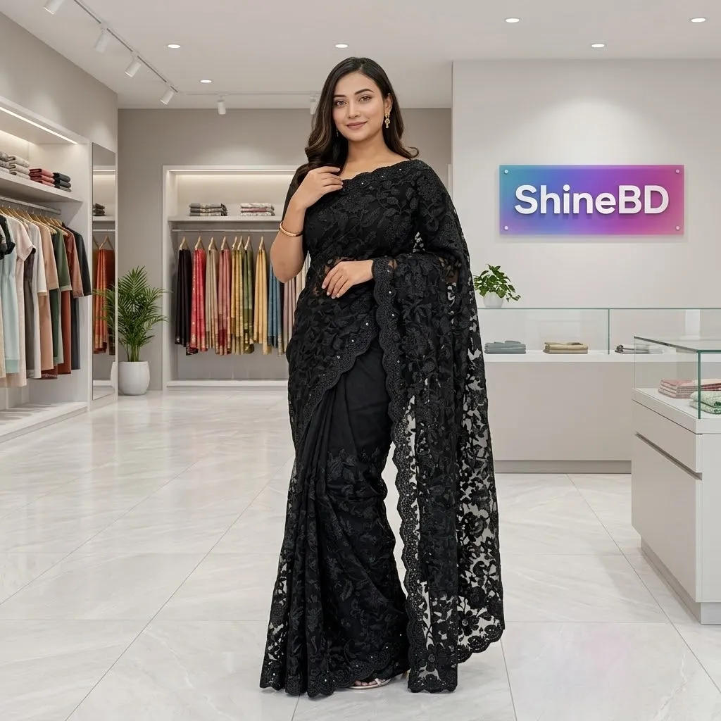 ইন্ডিয়ান জর্জেট শাড়ি ব্লাউজ পিস সহ