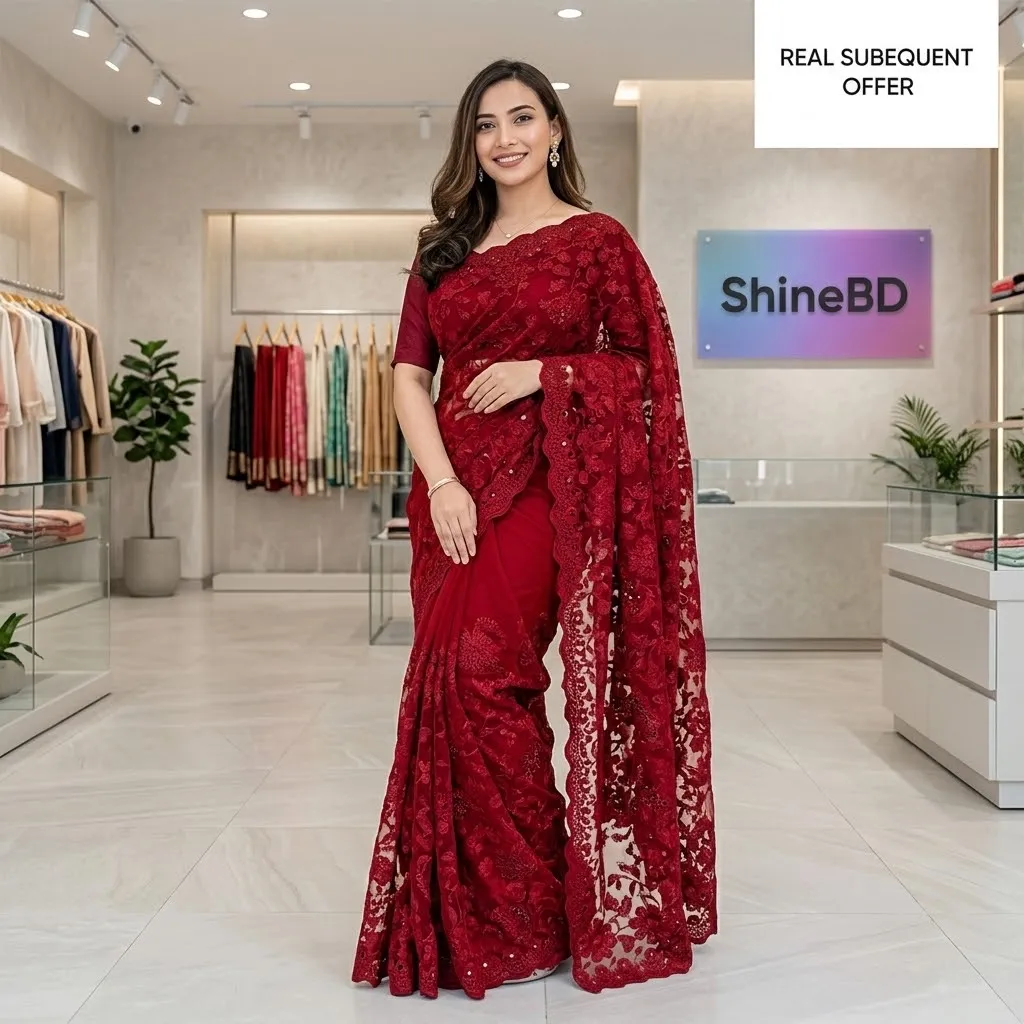 ইন্ডিয়ান জর্জেট শাড়ি ব্লাউজ পিস সহ