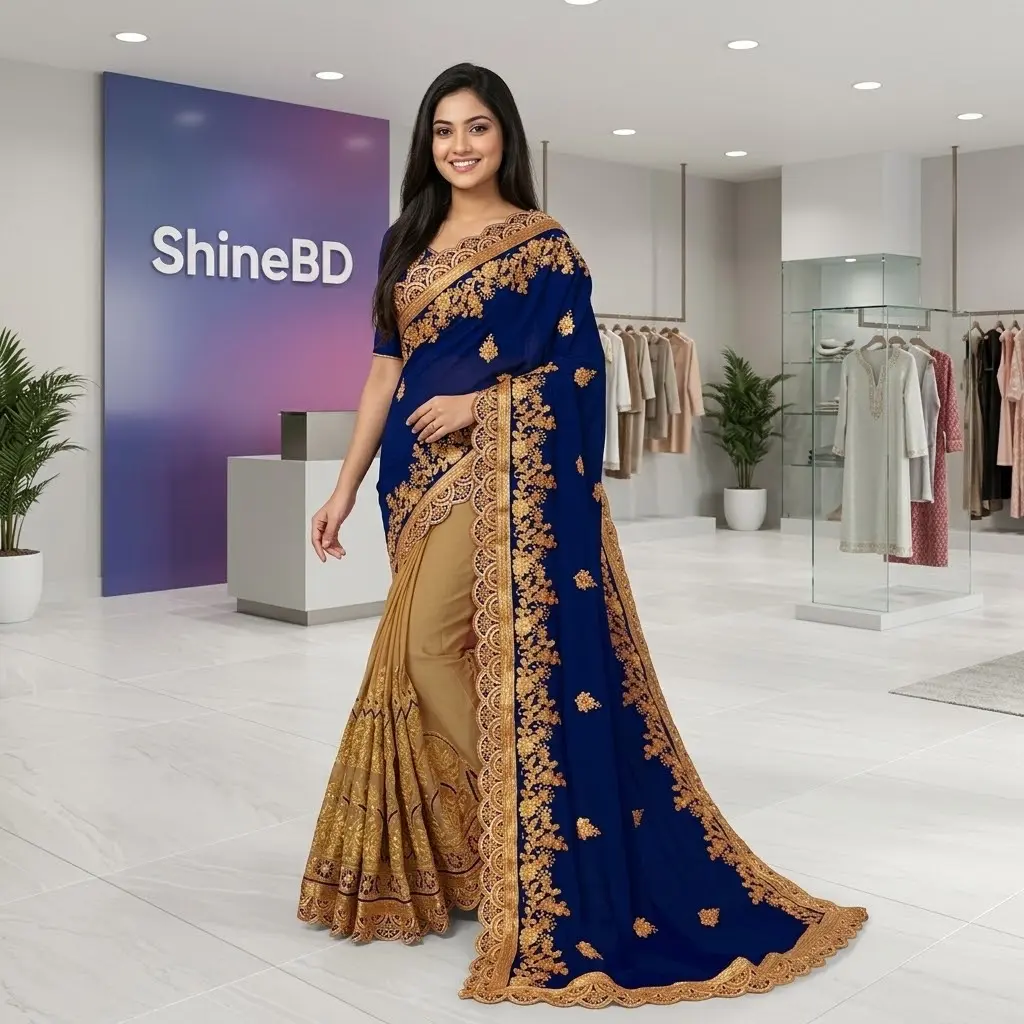ইন্ডিয়ান জর্জেট শাড়ি ব্লাউজ পিস সহ