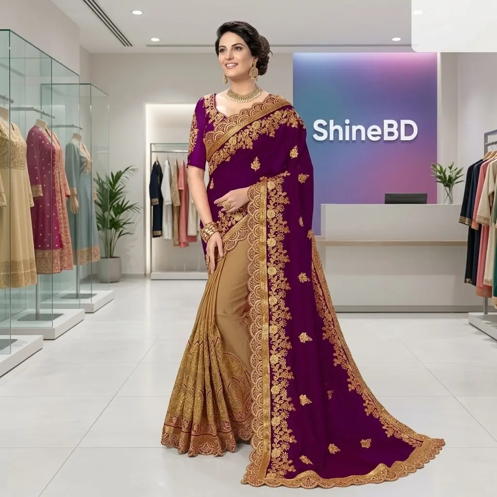 ইন্ডিয়ান জর্জেট শাড়ি ব্লাউজ পিস সহ