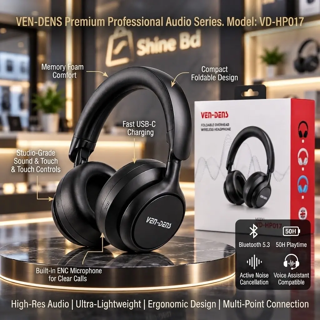 VEN-DENS Foldable Overhead Wireless Headphone