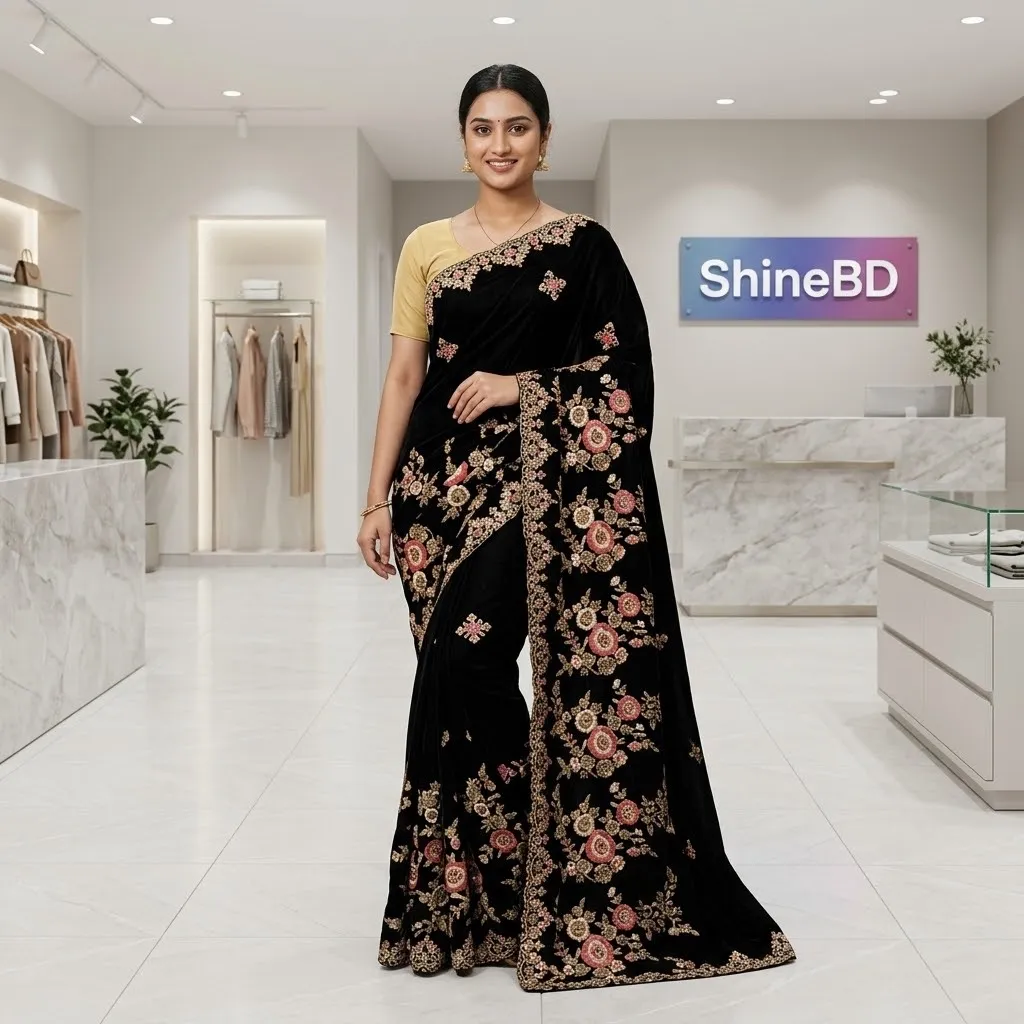 ইন্ডিয়ান জর্জেট শাড়ি ব্লাউজ পিস সহ