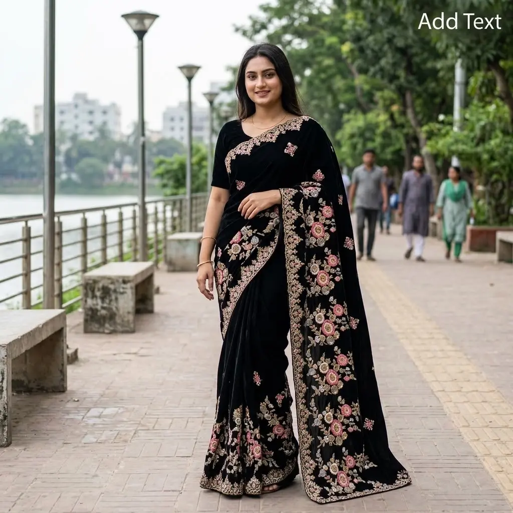 ইন্ডিয়ান জর্জেট শাড়ি ব্লাউজ পিস সহ