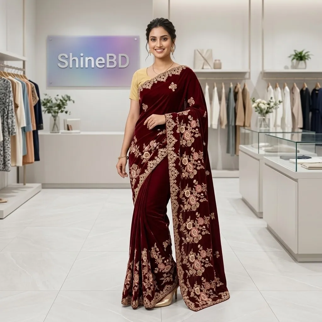 ইন্ডিয়ান জর্জেট শাড়ি ব্লাউজ পিস সহ