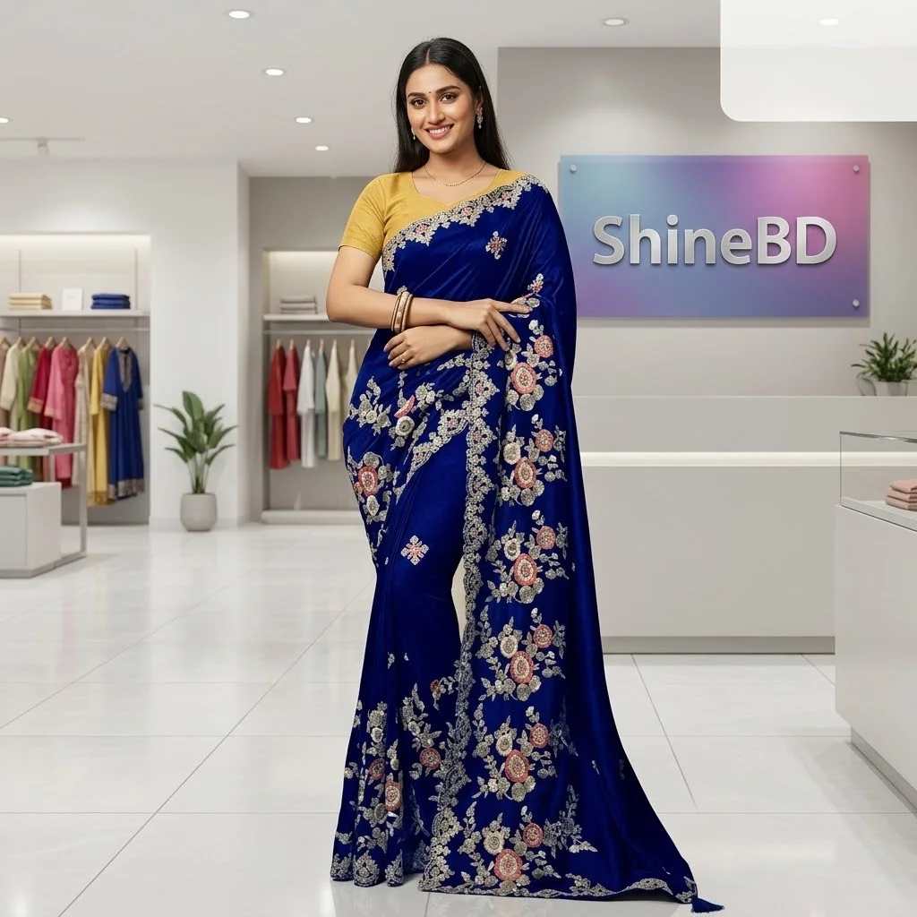 ইন্ডিয়ান জর্জেট শাড়ি ব্লাউজ পিস সহ