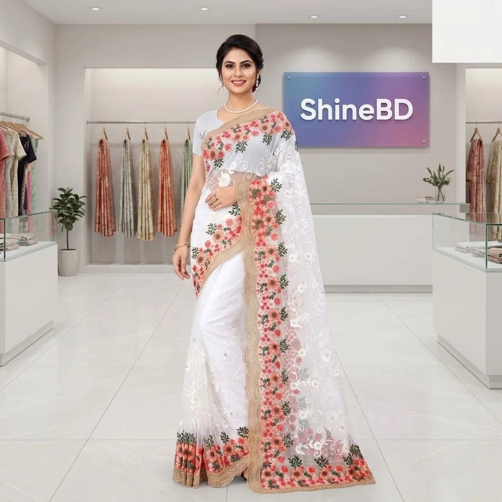 ইন্ডিয়ান জর্জেট শাড়ি ব্লাউজ পিস সহ